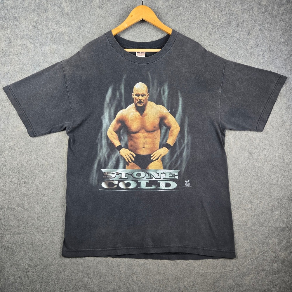 Vintage WWF Stone Cold Steve Austin Shirt Mens XL Black 90s Wrestling 1998 Faded